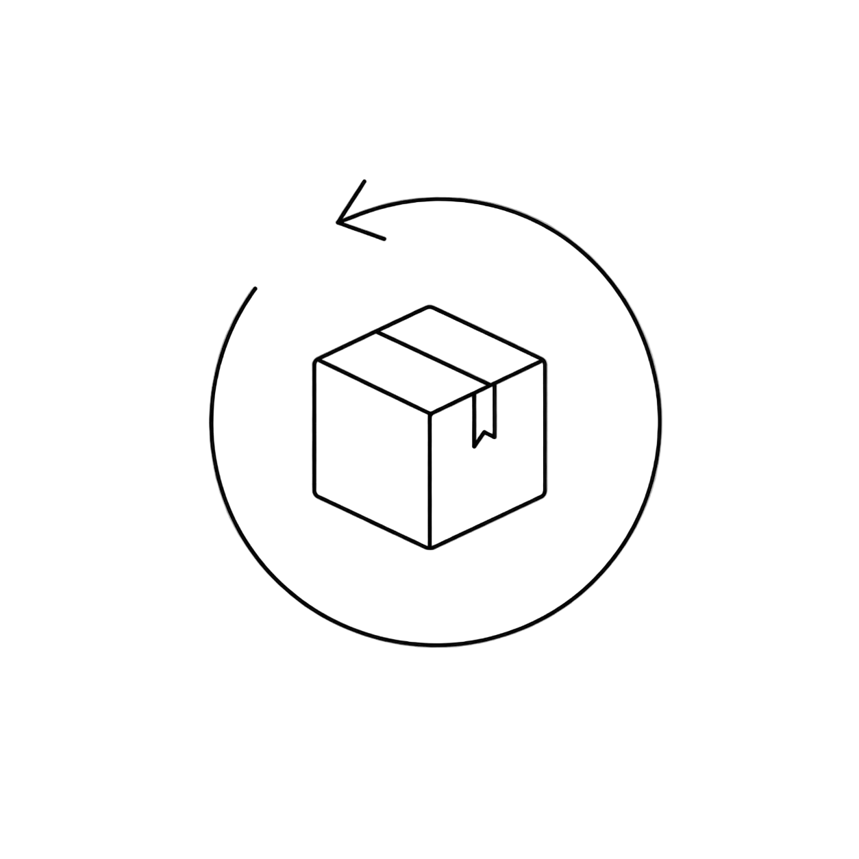 Illustration of a box with an arrow indicating rotation on a white background