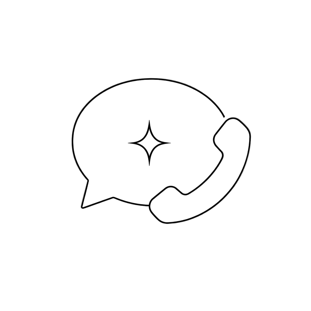 Phone icon inside a speech bubble on a white background