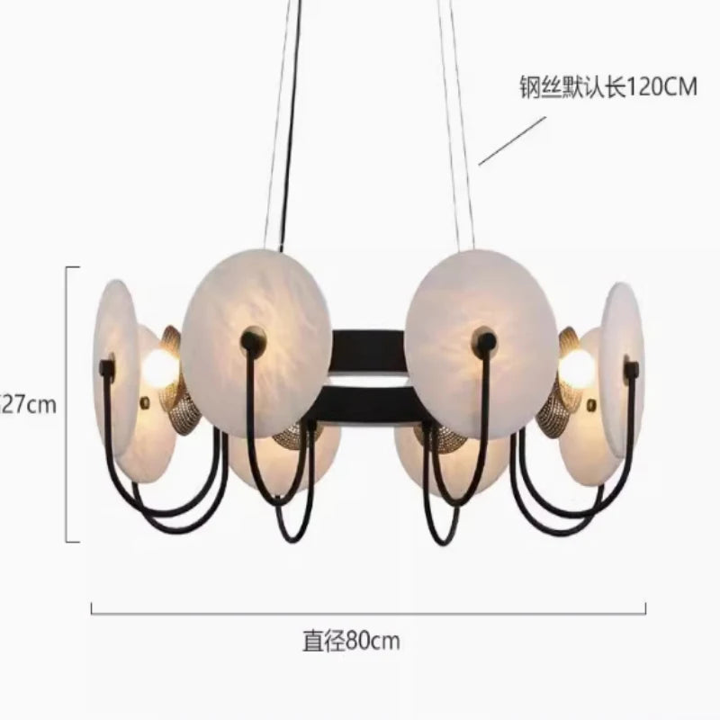 Coin Marble Chandelier Decoration Living Room Reflector Marble Hanging Lamp Copper Finish Black Pendant Lights