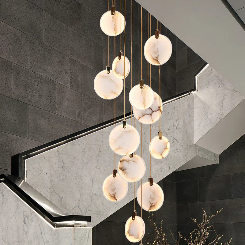Calacatta Marble Pendant Staircase Chandelier